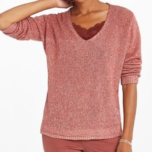 NIC + ZOE Keep It Light V Neck Sweater | Size Petite Large